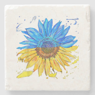 Oekraïnse  Shirt - Zonnebloem - Oekraïnse vlag Stenen Onderzetter