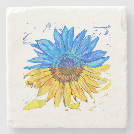 Oekraïnse Shirt - Zonnebloem - Oekraïnse vlag Stenen Onderzetter (Voorkant)