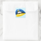 Oekraïnse vlag - Kleurenlipstick Vierkante Sticker (Tas)
