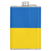Oekraïnse vlag met wapen en aangepaste tekst heupfles (Achterkant)