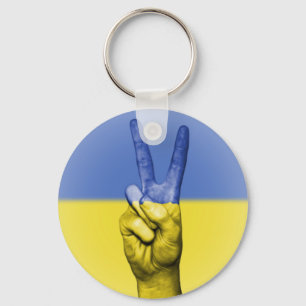 Oekraïnse vlag V Hand Peace and Love Sleutelhanger