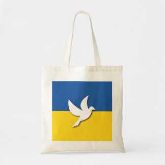 Oekraïnse vlag voor vredeshandvuurtje tote bag