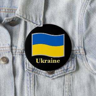 Oekraïnse vlag zwaait ronde button 4,0 cm