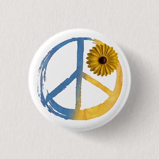 Oekraïnse vredessymbool - Zonnebloem Oekraïne - oo Ronde Button 3,2 Cm (Voorkant)