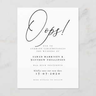 Oeps! Formele uitgestelde trouwkaart Uitnodiging Briefkaart