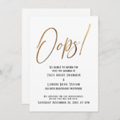 Oeps! Grappige Goud Vertraagde Bruiloft Aankondigi Kaart (Voorkant / Achterkant)