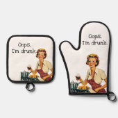 Oeps, ik ben Dunk Sarcastic Retro Housewife Ovenwant & Pannenlap Set (Voorkant)