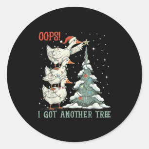 Oeps, ik heb nog een boom Merry Goosemas Gekke Goo Ronde Sticker