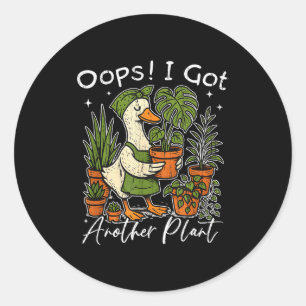 Oeps, ik heb weer een plant, domme gans plant, leu ronde sticker