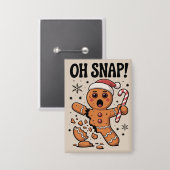 Oeps! Kerstmis Gemberkoek Kerstman Hoed Button (Voorkant / Achterkant)