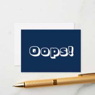 Oeps, Oeps! Sorry blauw wit, modern, vetgedrukt Advieskaart