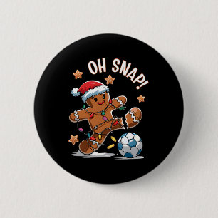 Oeps Peperkoekman Kerst Voetbal 1 Ronde Button 5,7 Cm