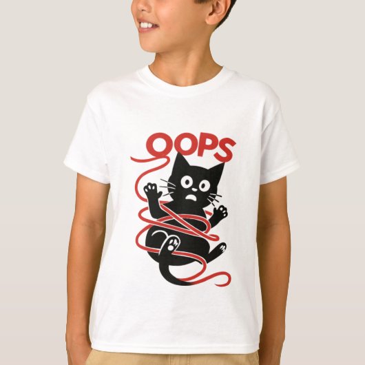 Oeps! Tangled Cat Graphic T-shirt (Voorkant)