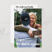 Oeps, we deden het weer zwangerschapsaankondiging bedankkaart (Voorkant / Achterkant)