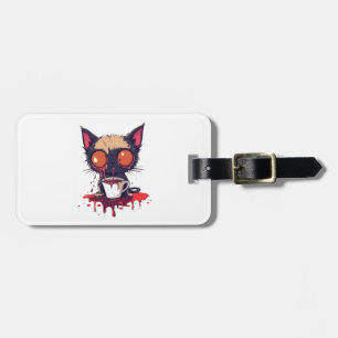 Oepsie Meow � Verdrietige Kawaii Kat Koffieliefheb Bagagelabel
