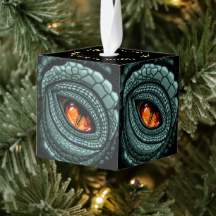 Oer reptiel roofdier oog kubus ornament