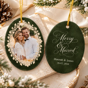 Oerbospgroene Vintage Barokstijl Merry Married Keramisch Ornament