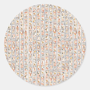 oeroude egypte hiërogliefachtergrond histo ronde sticker