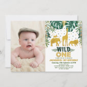 Oerwoud 1e Verjaardag Wild One Safari Animals Part Kaart (Voorkant)