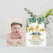 Oerwoud 1e Verjaardag Wild One Safari Animals Part Kaart (Staand voorkant)