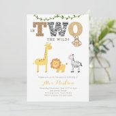 Oerwoud 2e verjaardag Uitnodigingen, Zebra van de Kaart (Staand voorkant)