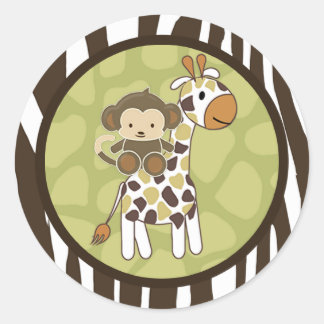 Oerwoud Aap Baby shower zegel CA aap giraffe