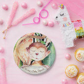 Oerwoud, aap en Giraffe, Baby shower - Dierafdrukk Papieren Bordje (Feest)