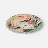 Oerwoud, aap en Giraffe, Baby shower - Dierafdrukk Papieren Bordje (Gekanteld)