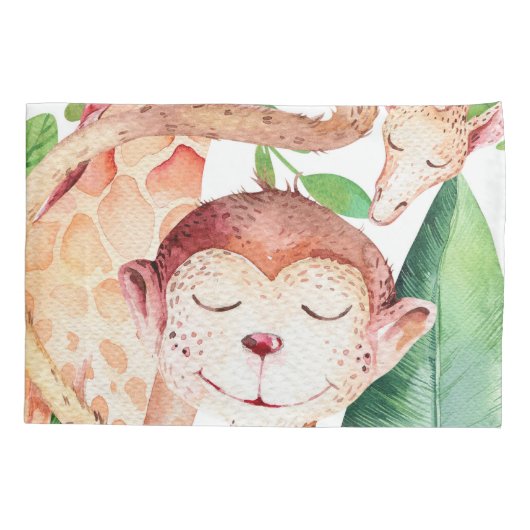 Oerwoud aap en Giraffe Neursery Bedroom Kinderen Kussensloop (Achterkant)