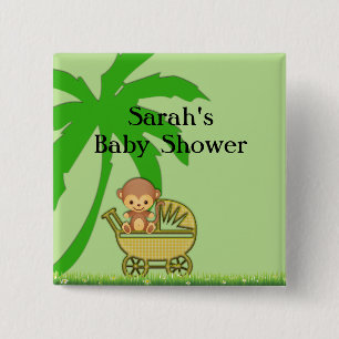Oerwoud aap in het Baby shower van het Vervoer van Vierkante Button 5,1 Cm