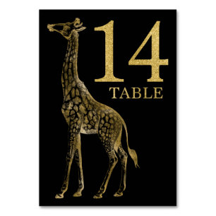 Oerwoud African Animal Giraffe Table Number Card 1 Kaart