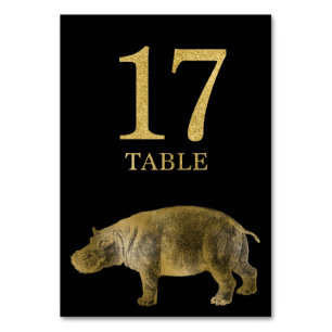 Oerwoud African Animal Hippo Table Number Card 17 Kaart