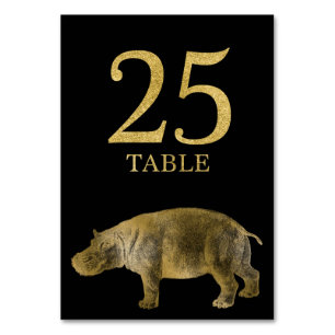 Oerwoud African Animal Hippo Table Number Card 25 Kaart