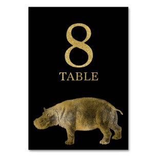 Oerwoud African Animal Hippo Table Number Card 8 Kaart