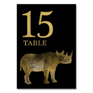 Oerwoud African Animal Rhino Table Number Card 15 Kaart