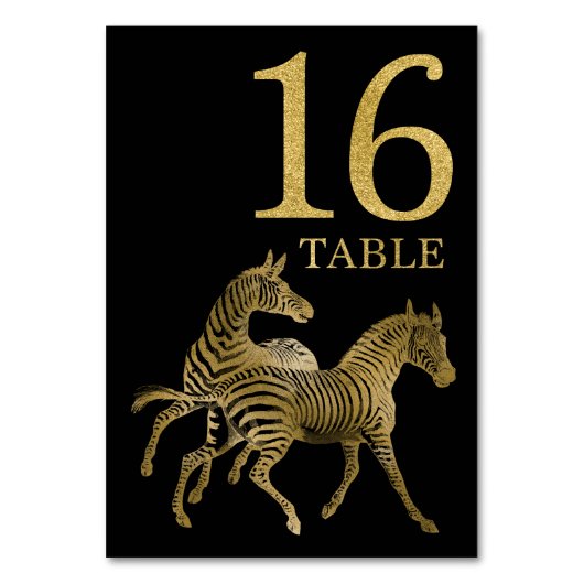 Oerwoud African Animal Zebra Table Number Kaart 16 (Achterkant)