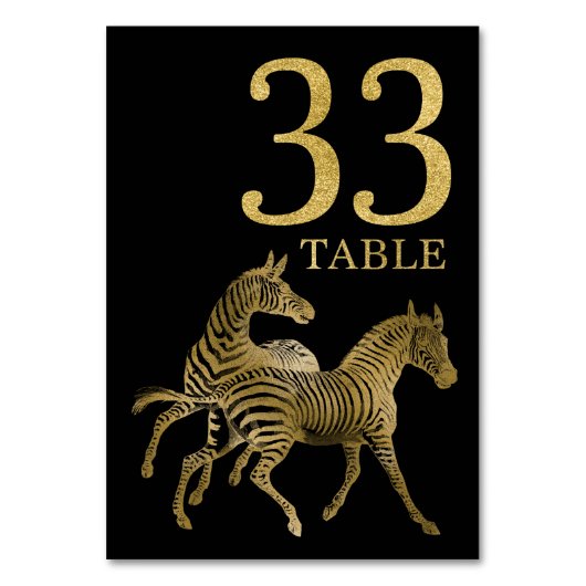 Oerwoud African Animal Zebra Table Number Kaart 33 (Voorkant)