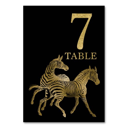 Oerwoud African Animal Zebra Table Number Kaart 7 (Achterkant)