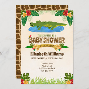 Oerwoud Alligator Crocodile Baby shower Uitnodigin Kaart