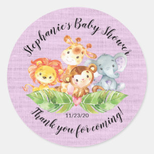 Oerwoud Animal Girls Baby shower Favor Sticker