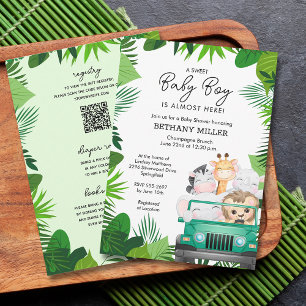 Oerwoud Animal Safari Boy Baby shower alles in één Kaart