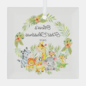 Oerwoud Animals Baby's Eerste Kerstmis Glas Ornament (Achterkant)