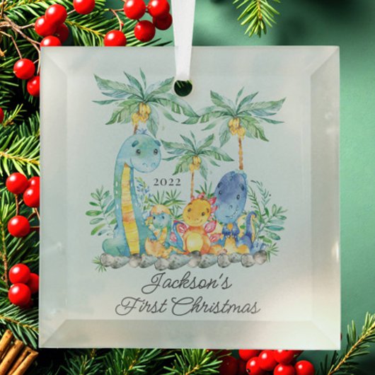 Oerwoud Animals Baby's Eerste Kerstmis Glas Ornament