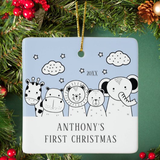 Oerwoud Animals Baby's eerste kerstsieraad Keramisch Ornament