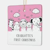 Oerwoud Animals Baby's eerste kerstsieraad Keramisch Ornament (Links)