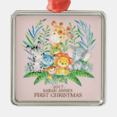 Oerwoud Animals Baby's eerste kerstsieraad Metalen Ornament (Voorkant)
