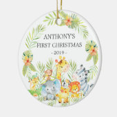 Oerwoud Animals Baby's Foto kerstversiering Keramisch Ornament (Links)