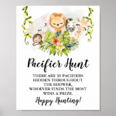 Oerwoud Animals Pacifier jaagspelbord Baby shower Poster (Voorkant)