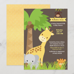 Oerwoud Animals Safari Baby shower Invitation Kaart