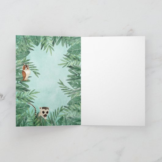 Oerwoud Animals Safari Zoo Happy Birthday Boy Foto Kaart (Binnen)